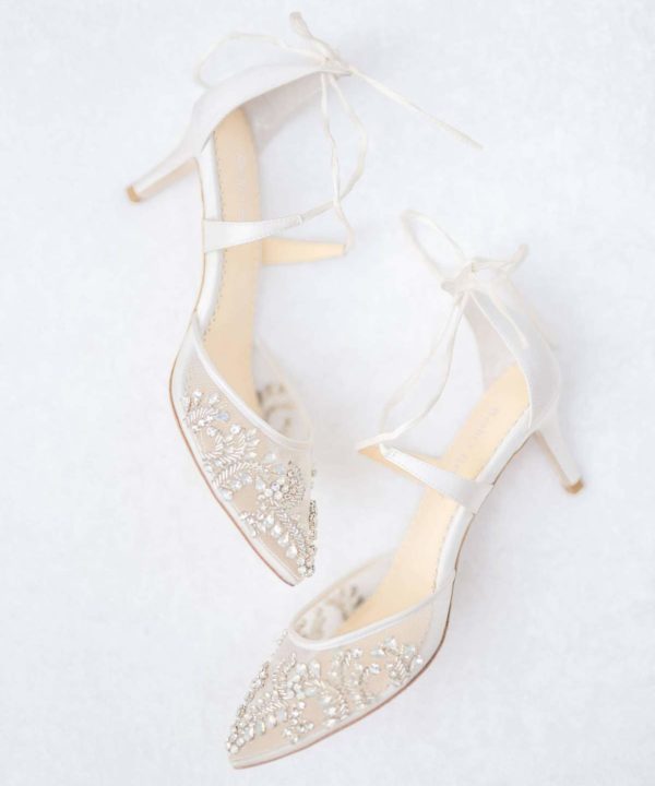 Chaussures de mariée Bellabelle Frances shoes blanc talon plates 6,5cm sandales escarpins strass confort satin