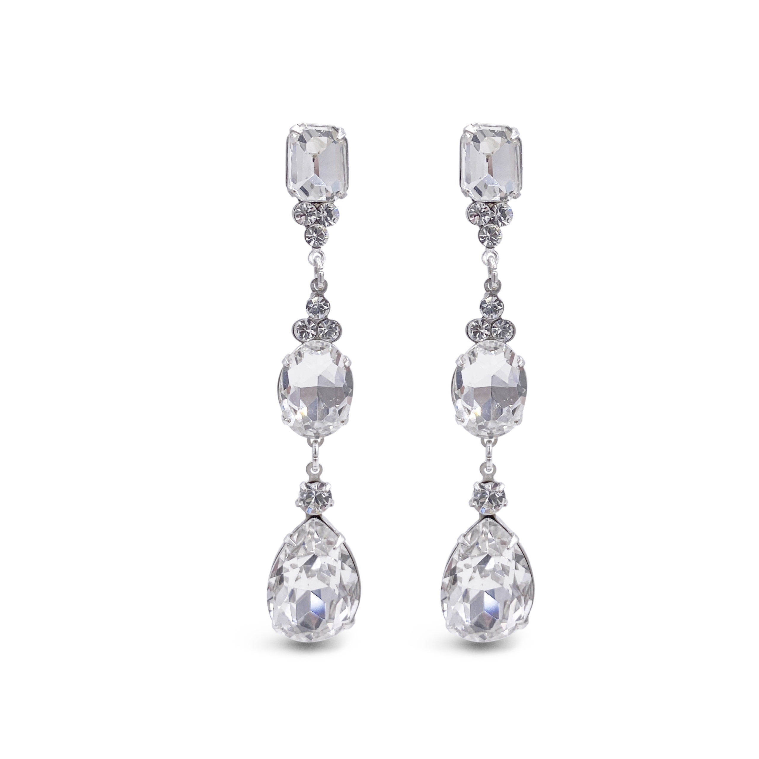 boucles d'oreilles pendant silver cristal cristaux strass gouttes chic diamant argent longeas classe luxe geneve mariage 2023