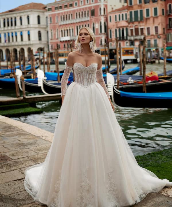 LAVINIA robe de mariée bridgerton romantique sexy glamour moderne classique tulle dentelle taille basque basque waist